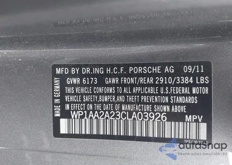 2012 Porsche Cayenne из США, поврежденный, VIN WP1AA2A23CLA03926